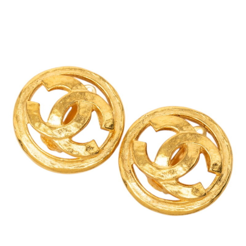 CHANEL Vintage Gold Logo Earrings